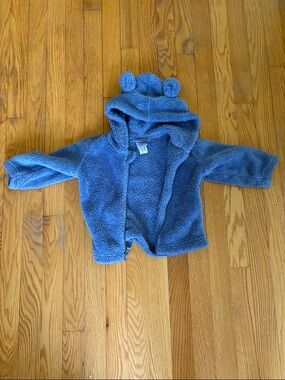 Hanna Andersson Cozy Blue Teddy Bear Hooded Baby Jacket